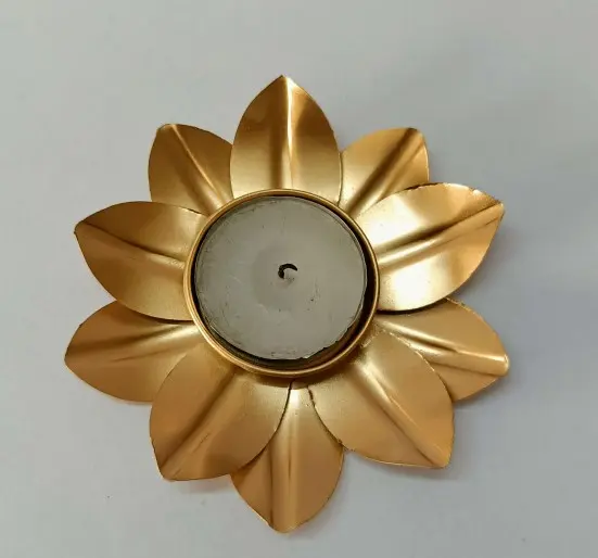 Gold Flower Tea Light — Handcrafted Export Product by NXTGENEXPORTS, Moradabad